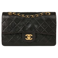 1997 Chanel Black Quilted Lambskin Leather Vintage Small Classic Double Flap Bag