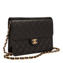 1997 Chanel Black Quilted Lambskin Leather Vintage Small Classic Single Flap Bag