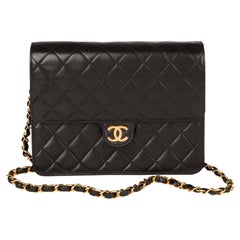 1997 Chanel Black Quilted Lambskin Leather Vintage Small Classic Single Flap Bag
