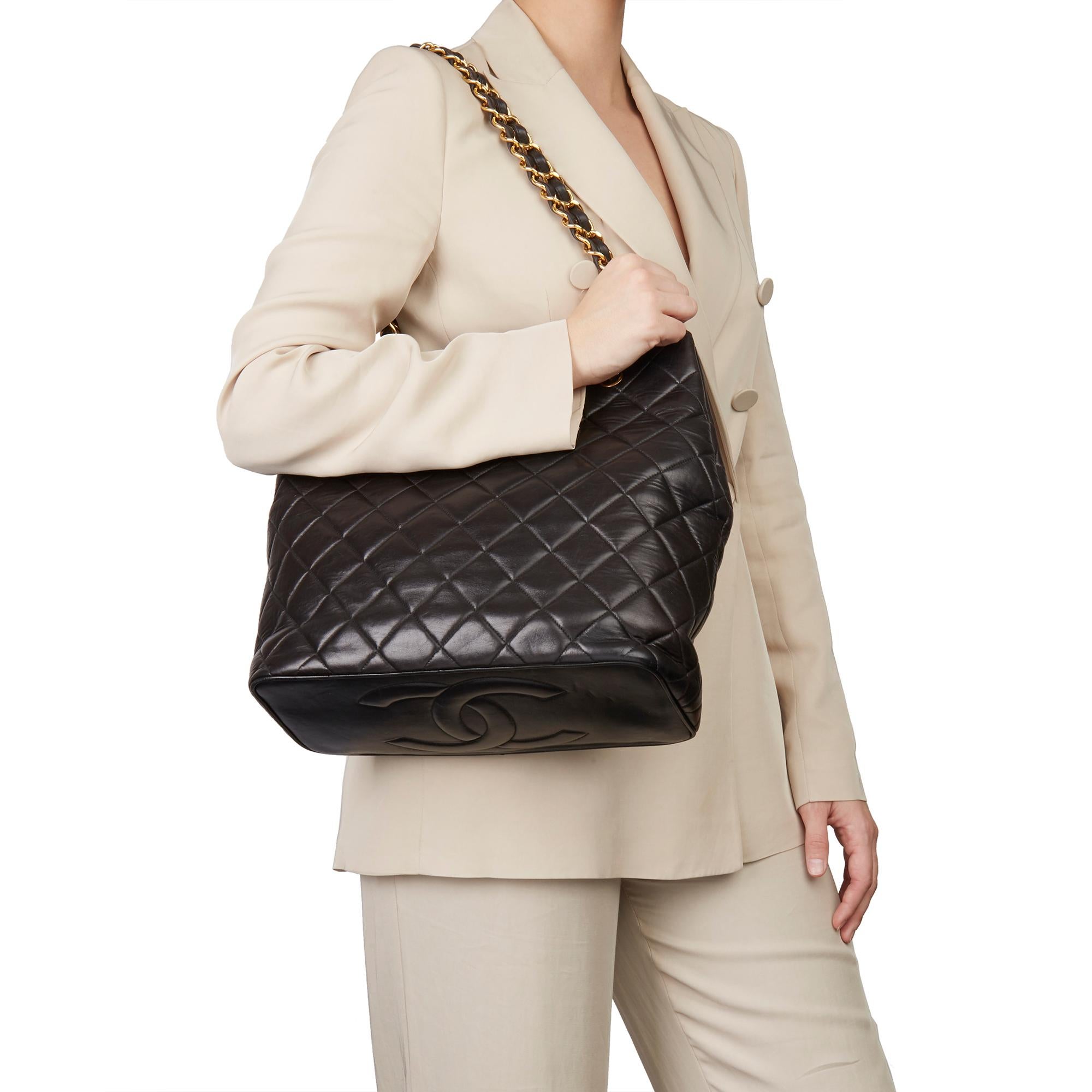 1997 Chanel Black Quilted Lambskin Vintage Classic Shoulder Bag at 1stDibs