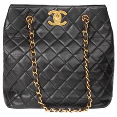 1997 Chanel Black Quilted Lambskin Vintage Classic Shoulder Bag