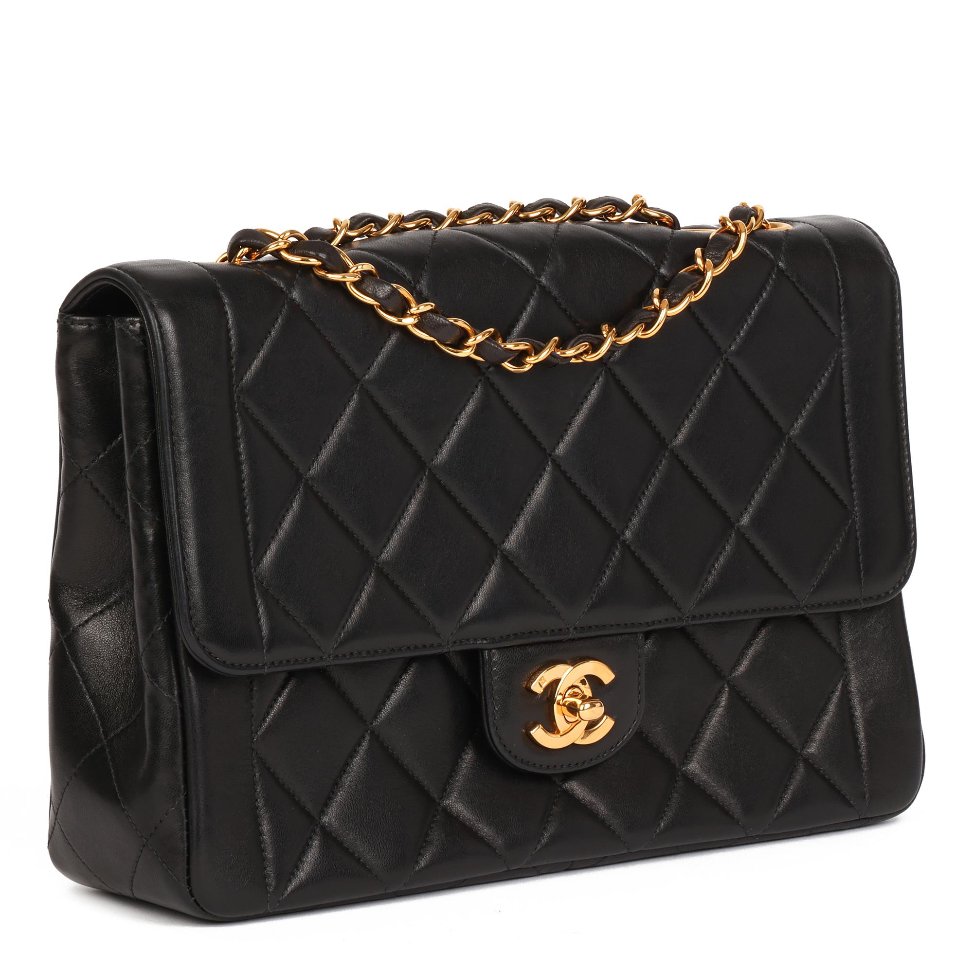 CHANEL
Black Quilted Lambskin Vintage Classic Single Flap Bag 

Xupes Reference: HB4043
Serial Number: 4595158
Age (Circa): 1997
Accompanied By: Chanel Dust Bag 
Authenticity Details: Serial Sticker (Made in France) 
Gender: Ladies
Type: Shoulder,