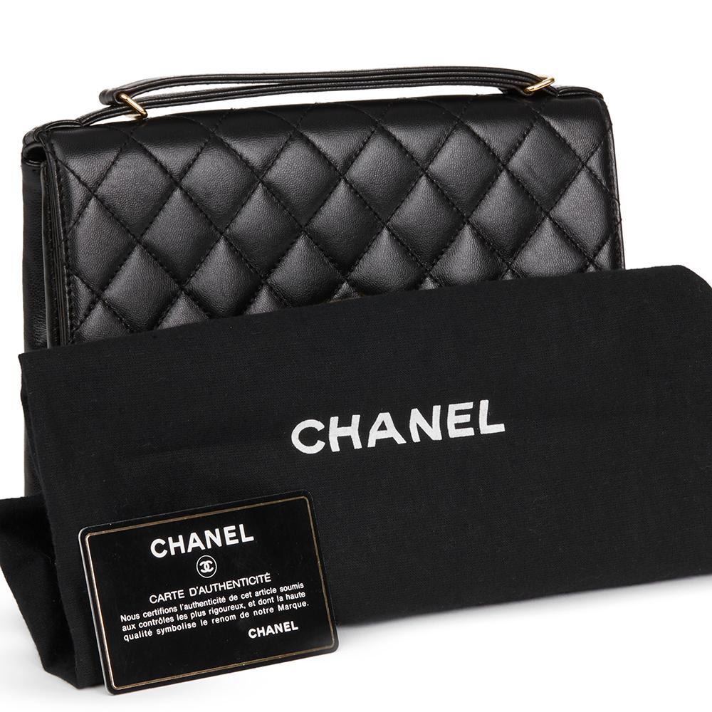 1997 Chanel Black Quilted Lambskin Vintage Classic Top Handle Clutch  7