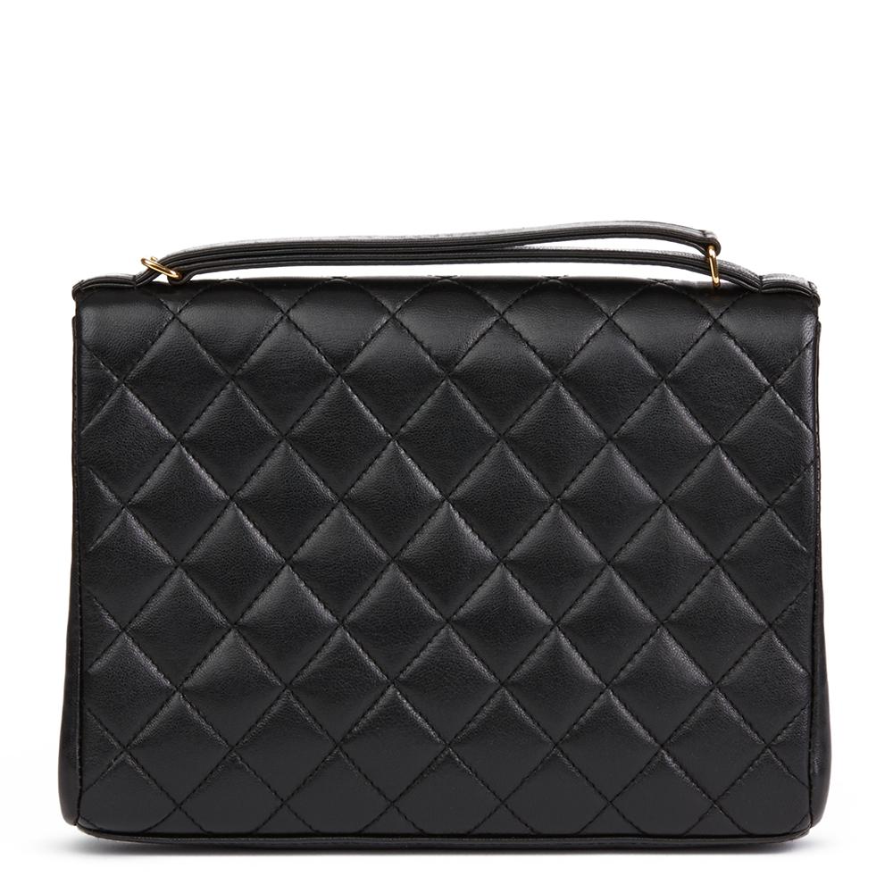 1997 Chanel Black Quilted Lambskin Vintage Classic Top Handle Clutch  2