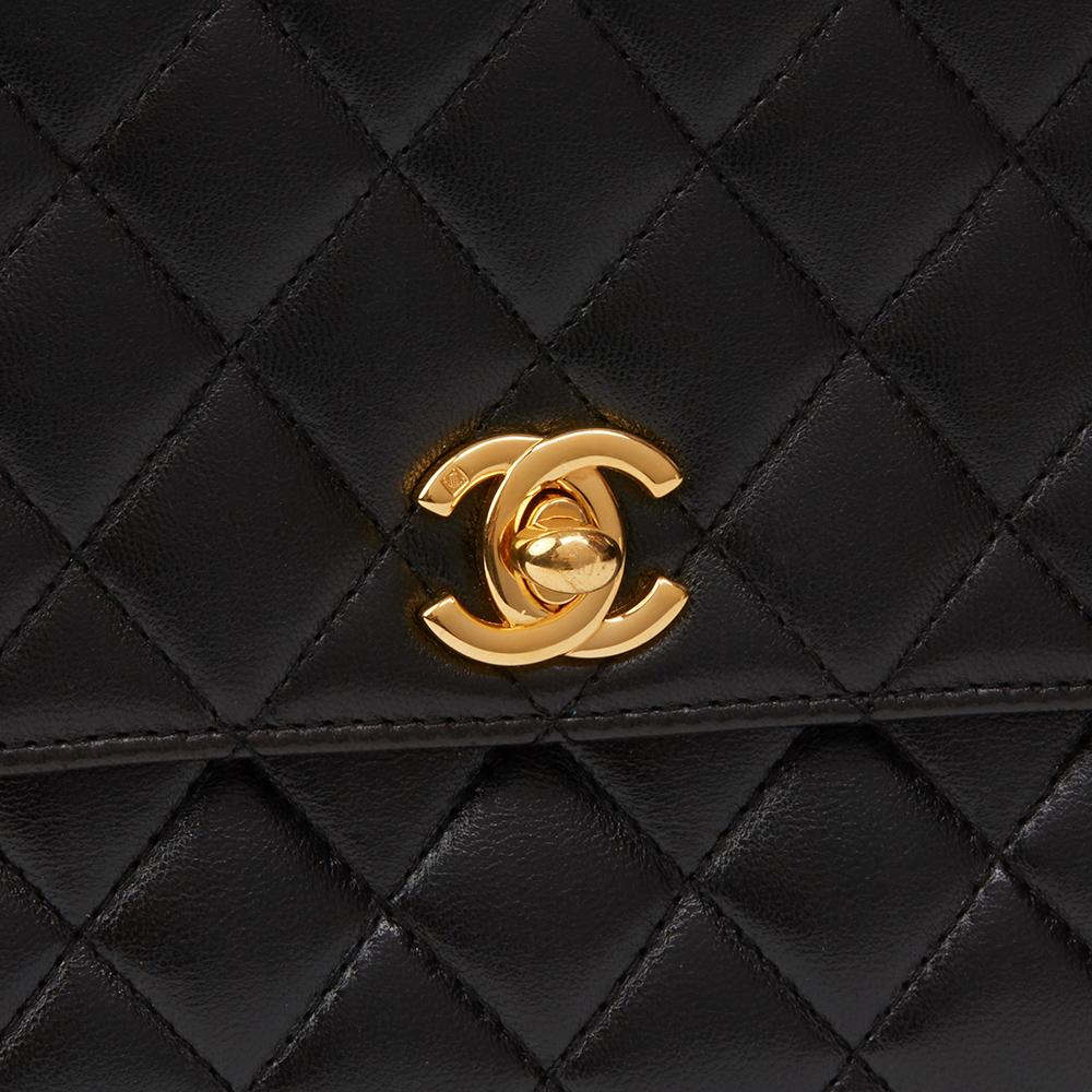 1997 Chanel Black Quilted Lambskin Vintage Classic Top Handle Clutch  3