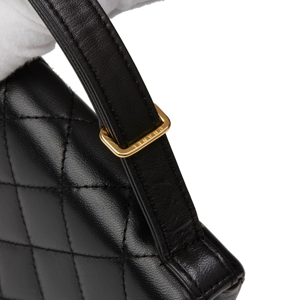 1997 Chanel Black Quilted Lambskin Vintage Classic Top Handle Clutch  4
