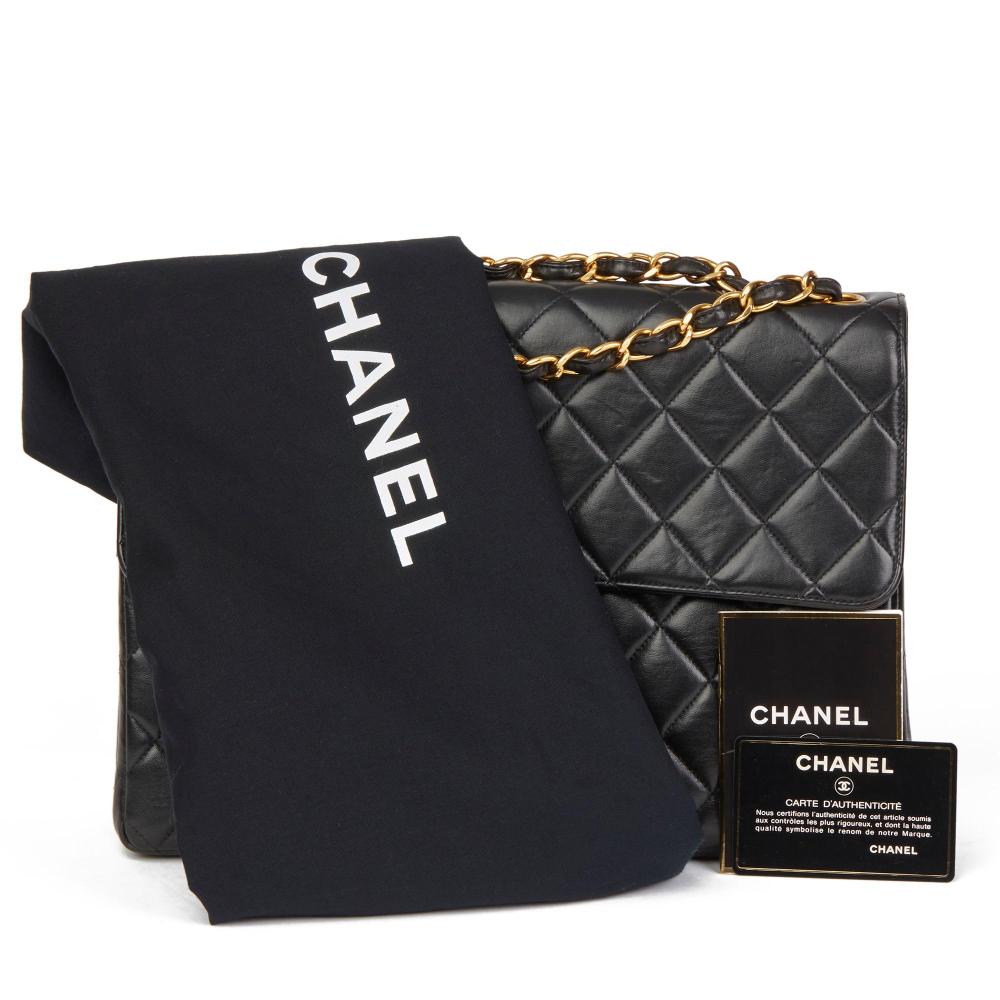1997 Chanel Black Quilted Lambskin Vintage Jumbo Classic Single Flap Bag 7