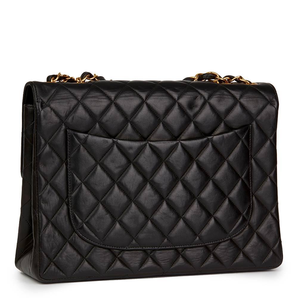 1997 Chanel Black Quilted Lambskin Vintage Jumbo Classic Single Flap Bag In Excellent Condition In Bishop's Stortford, Hertfordshire
