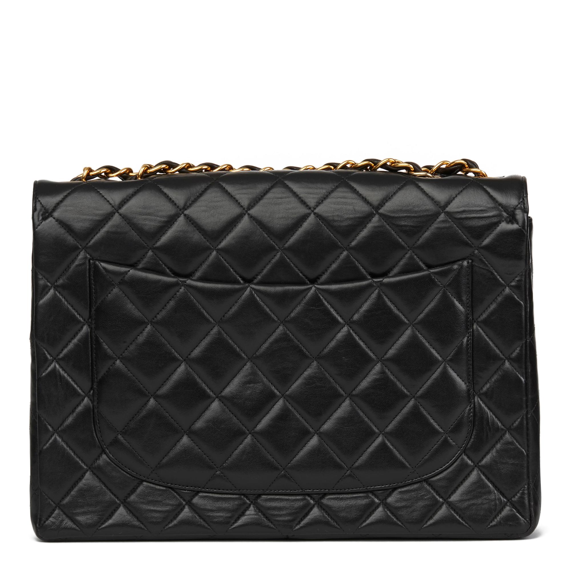 Women's 1997 Chanel Black Quilted Lambskin Vintage Jumbo Classic Single Flap Bag