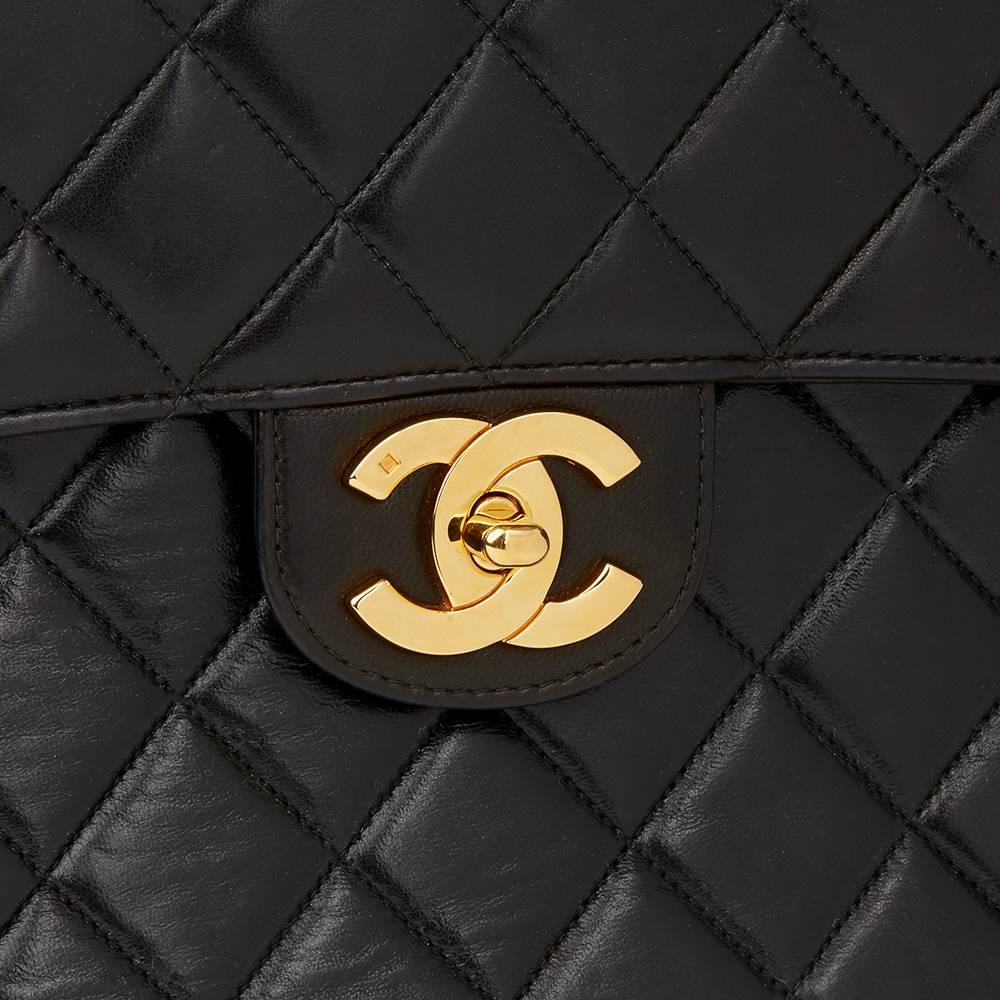 1997 Chanel Black Quilted Lambskin Vintage Jumbo Classic Single Flap Bag 1