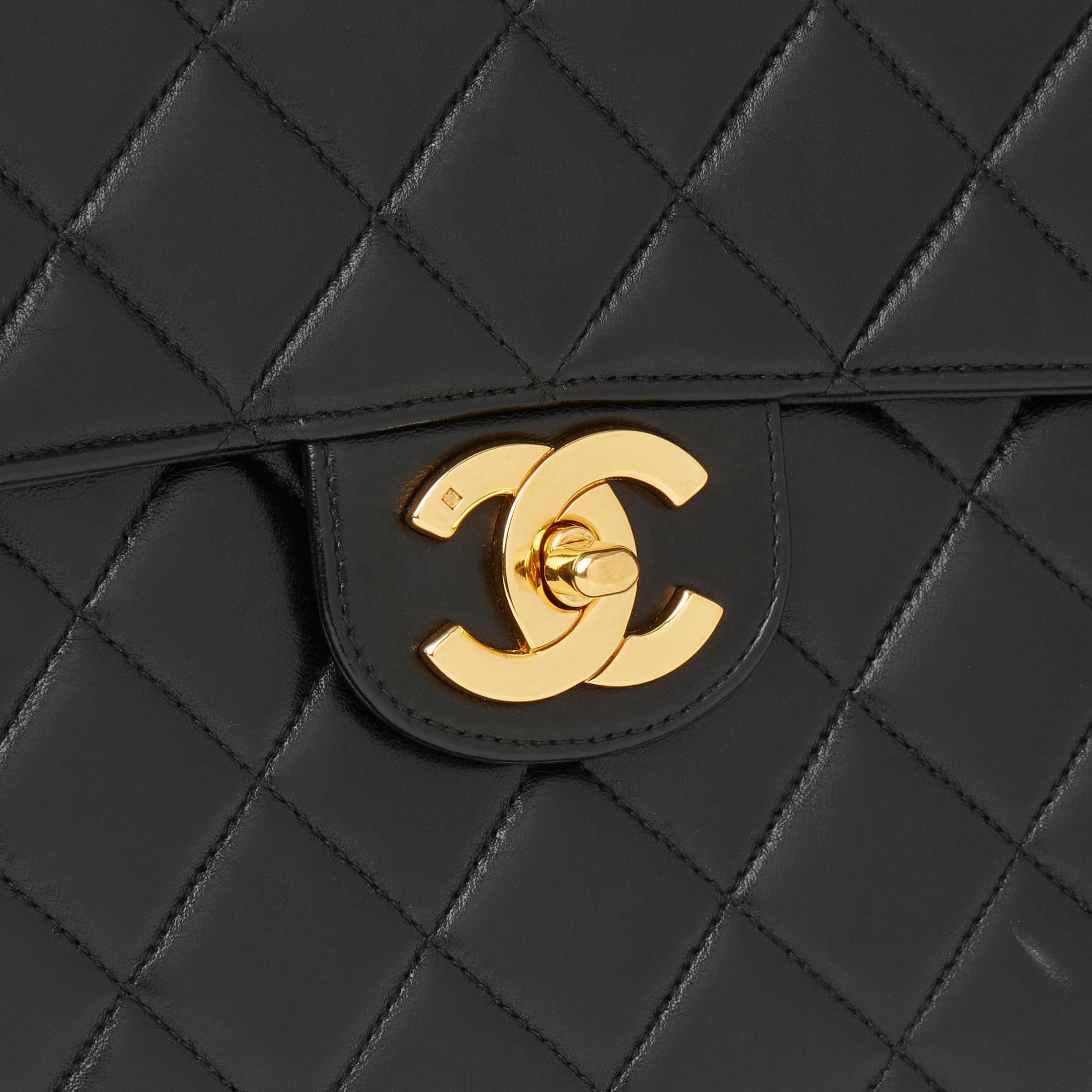 1997 Chanel Black Quilted Lambskin Vintage Jumbo Classic Single Flap Bag 2
