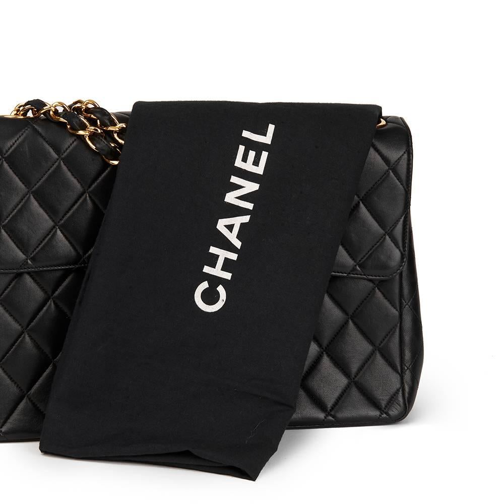 1997 Chanel Black Quilted Lambskin Vintage Jumbo XL Flap Bag  2