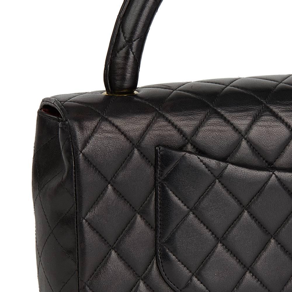 Women's 1997 Chanel Black Quilted Lambskin Vintage Medium Classic Kelly Flap 
