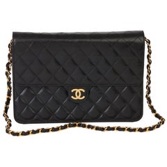 1997 Chanel Black Quilted Lambskin Vintage Medium Classic Single Flap Bag