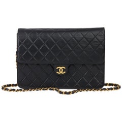 1997 Chanel Black Quilted Lambskin Vintage Medium Classic Single Flap Bag 
