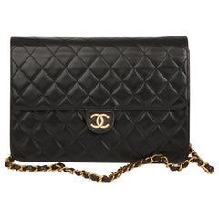 1997 Chanel Black Quilted Lambskin Vintage Medium Classic Single Flap Bag