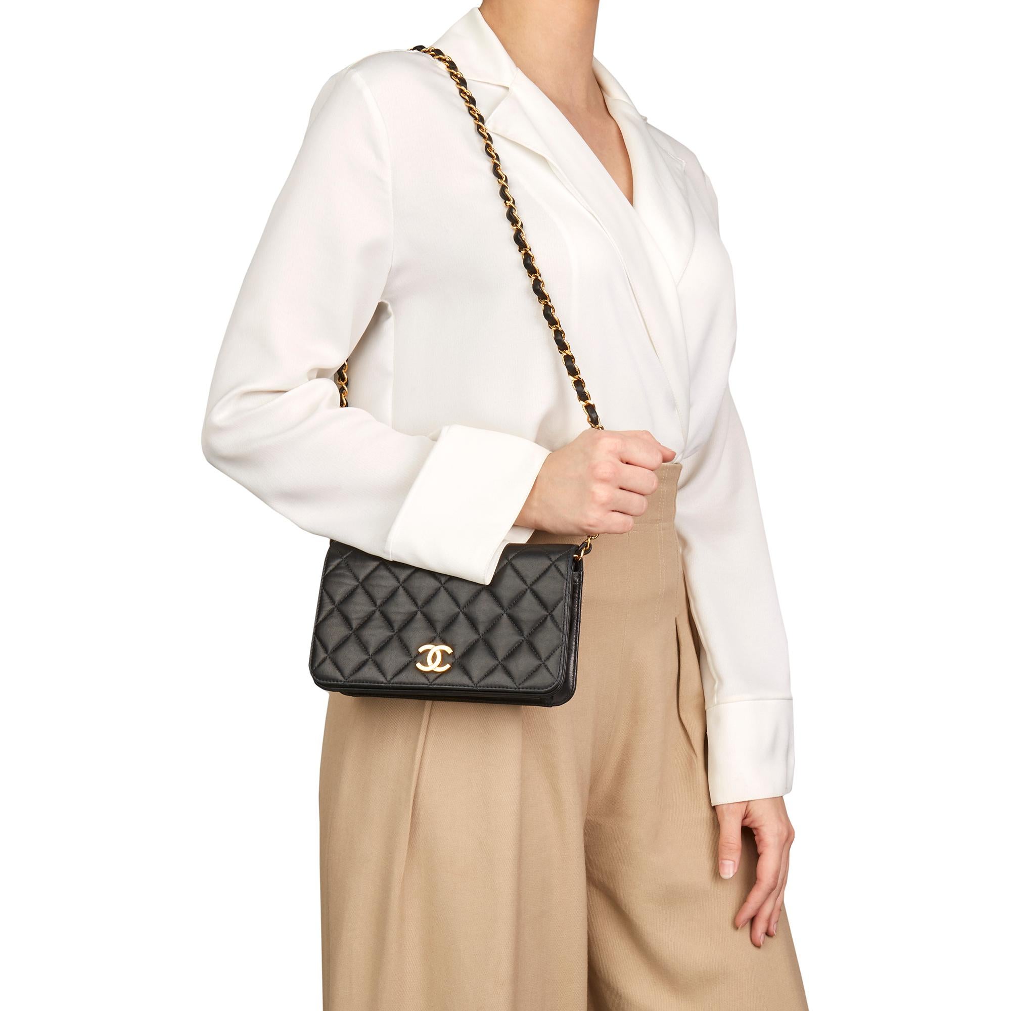 1997 Chanel Black Quilted Lambskin Vintage Mini Flap Bag 4
