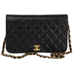 1997 Chanel Black Quilted Lambskin Vintage Small Classic Singe Full Flap Bag