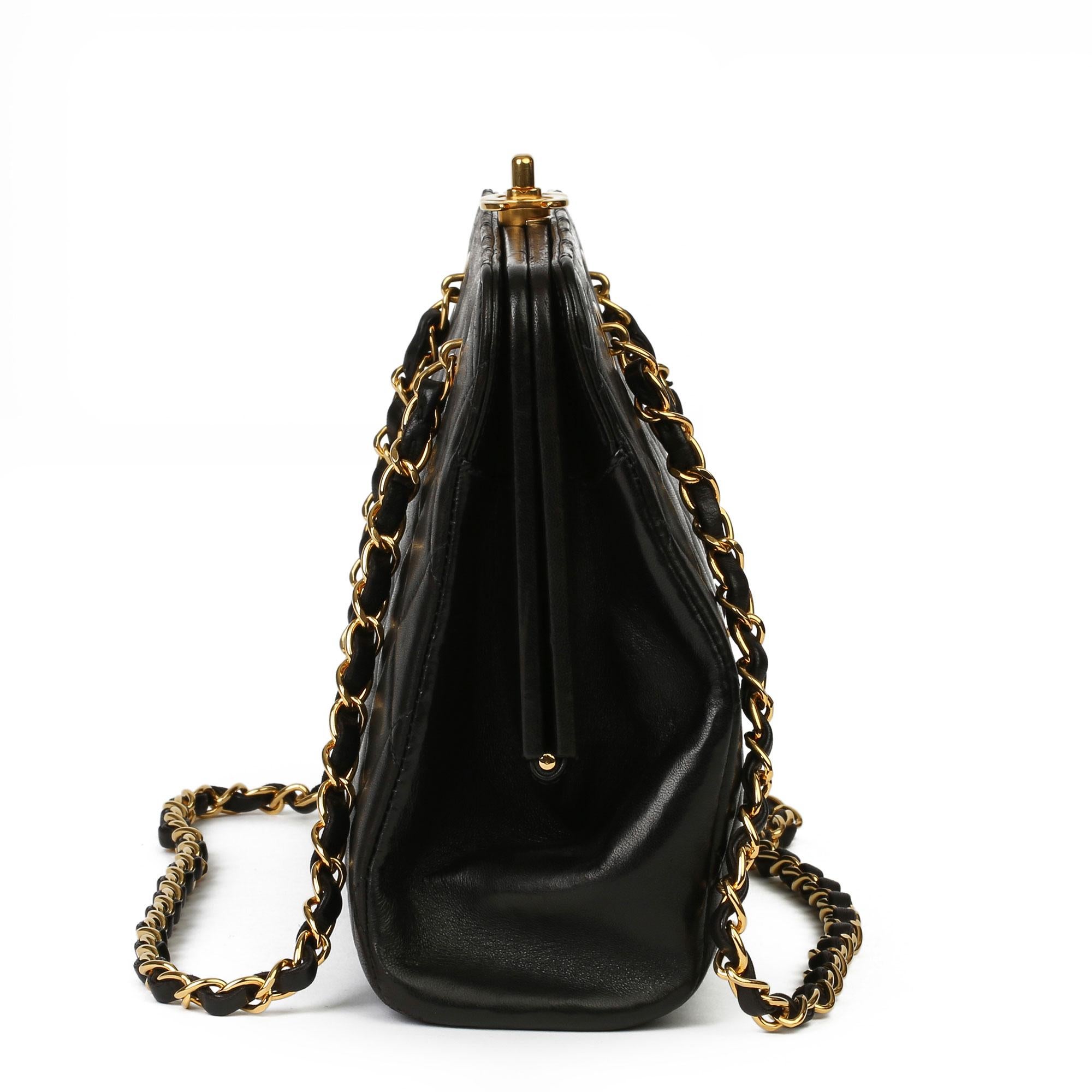 1997 Chanel Black Quilted Lambskin Vintage Timeless Frame Bag  4