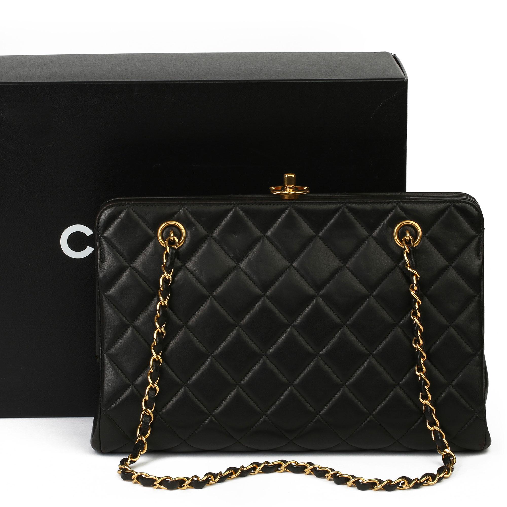 Women's 1997 Chanel Black Quilted Lambskin Vintage Timeless Frame Bag 