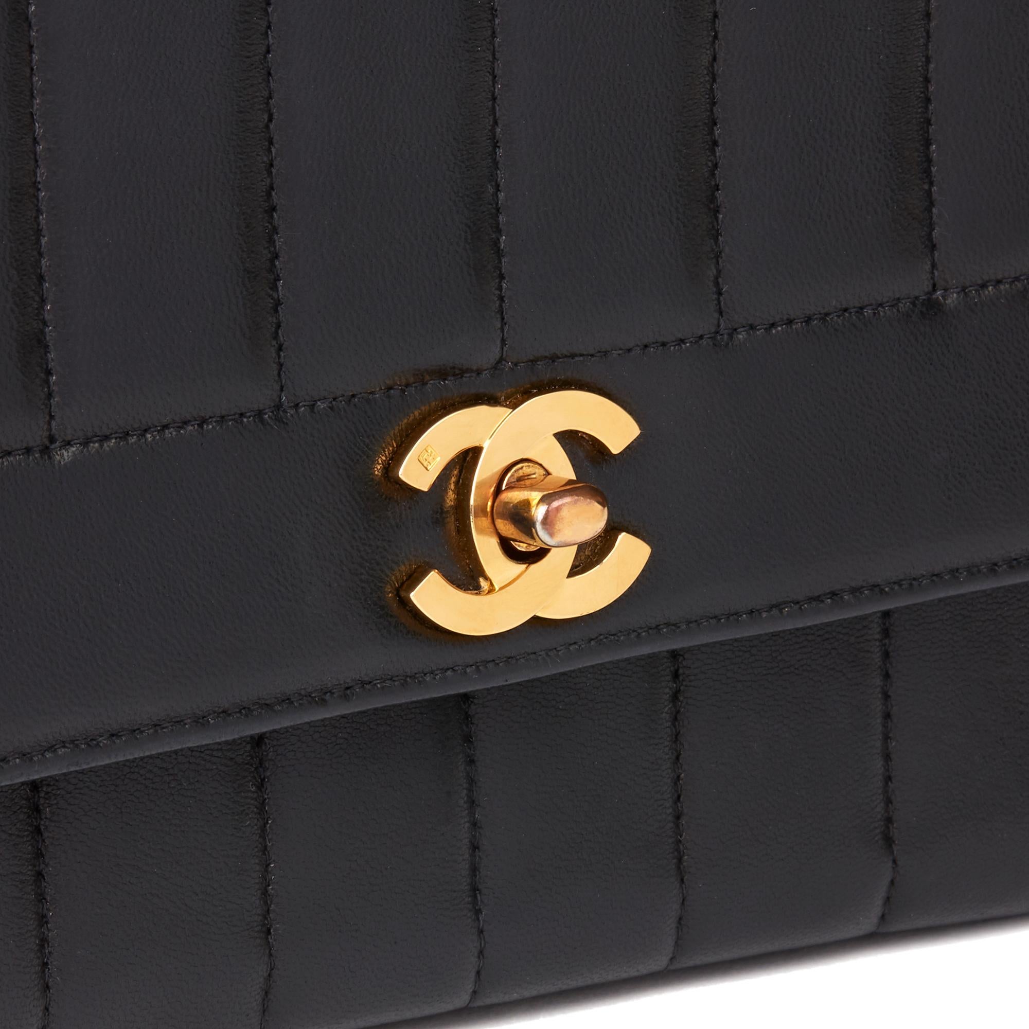 1997 Chanel Black Vertical Quilted Lambskin Vintage Classic Single Flap Bag 3