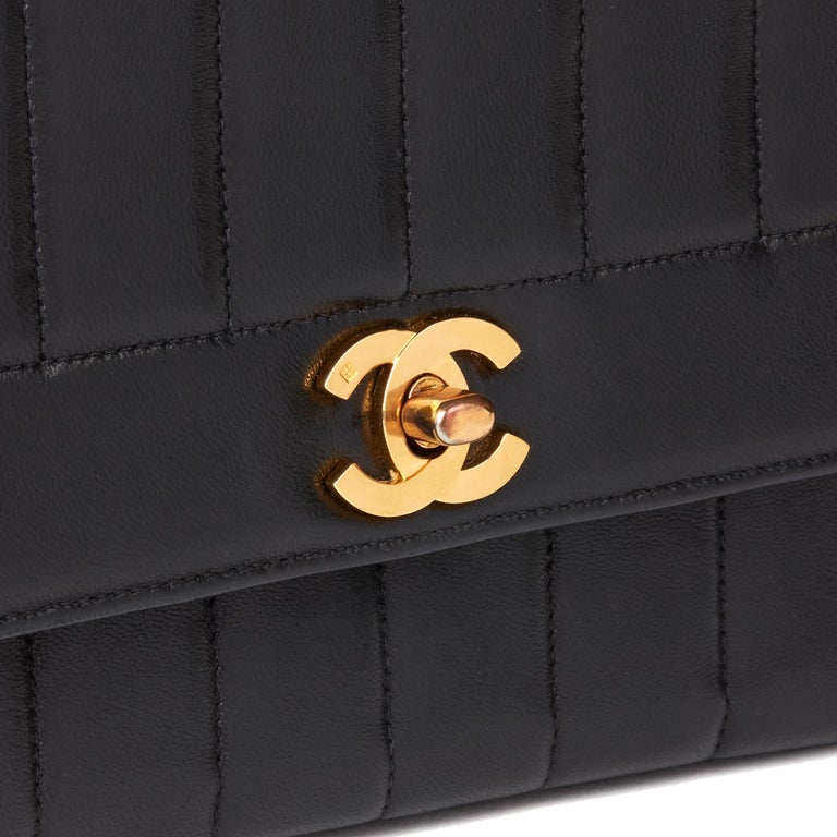 1997 Chanel Black Vertical Quilted Lambskin Vintage Classic Single Flap ...