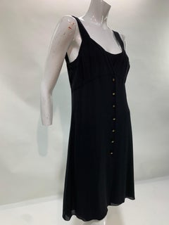1997 Chanel by Lagerfeld Black 2-Piece Slip and Button Down Crepe Dress Ensemble