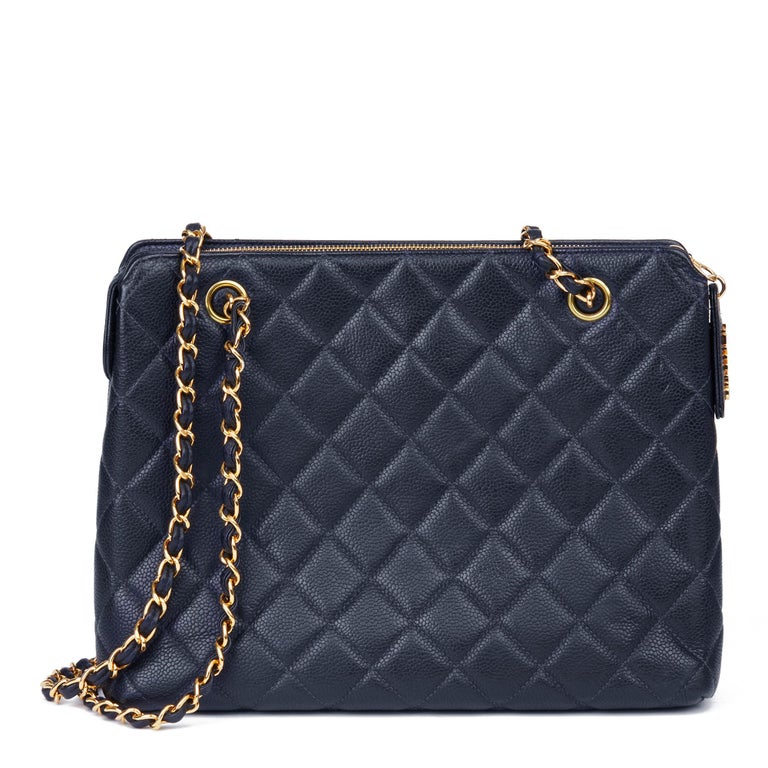 1997 Chanel Navy Quilted Caviar Leather Vintage Classic Shoulder Bag at ...