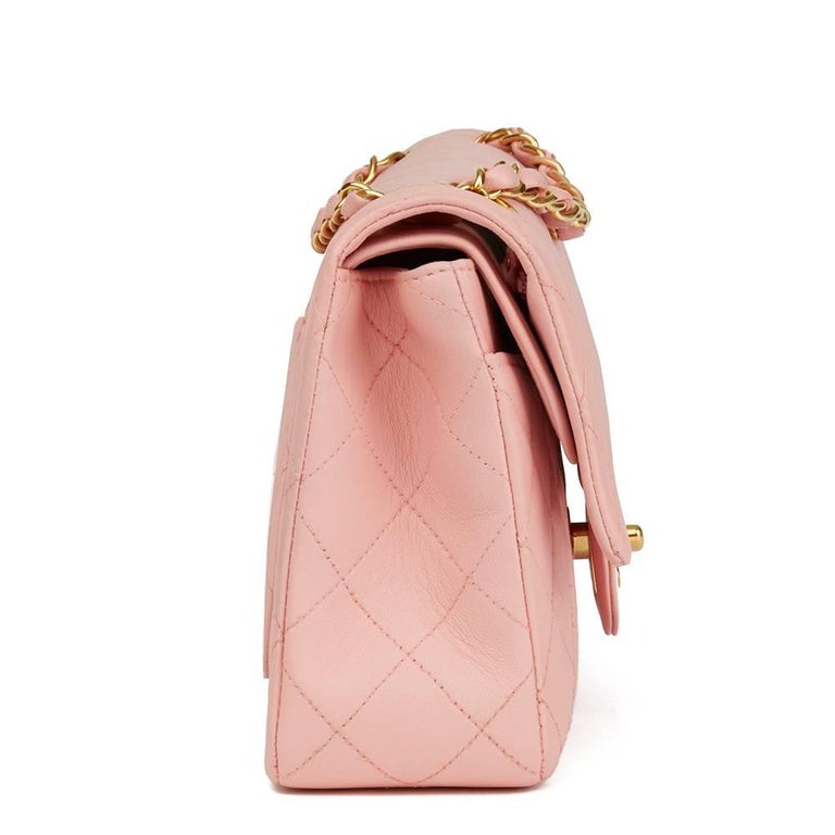 1997 Chanel Pink Quilted Lambskin Vintage Small Classic Double Flap Bag ...