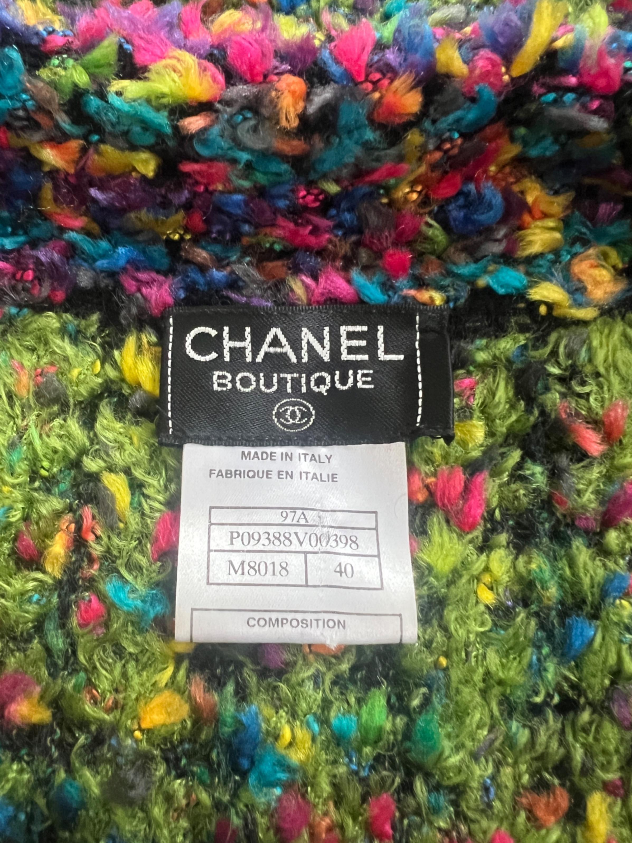 1997 Chanel Runway Documented Fantasy Rainbow Wool Jacket (Veste en laine arc-en-ciel) Excellent état - En vente à London, GB