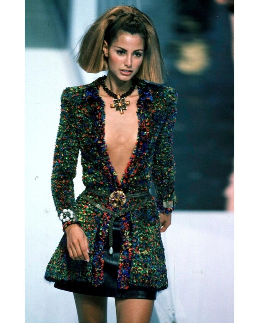 1997 Chanel Runway Documented Fantasy Rainbow Wool Jacket (Veste en laine arc-en-ciel) Pour femmes en vente