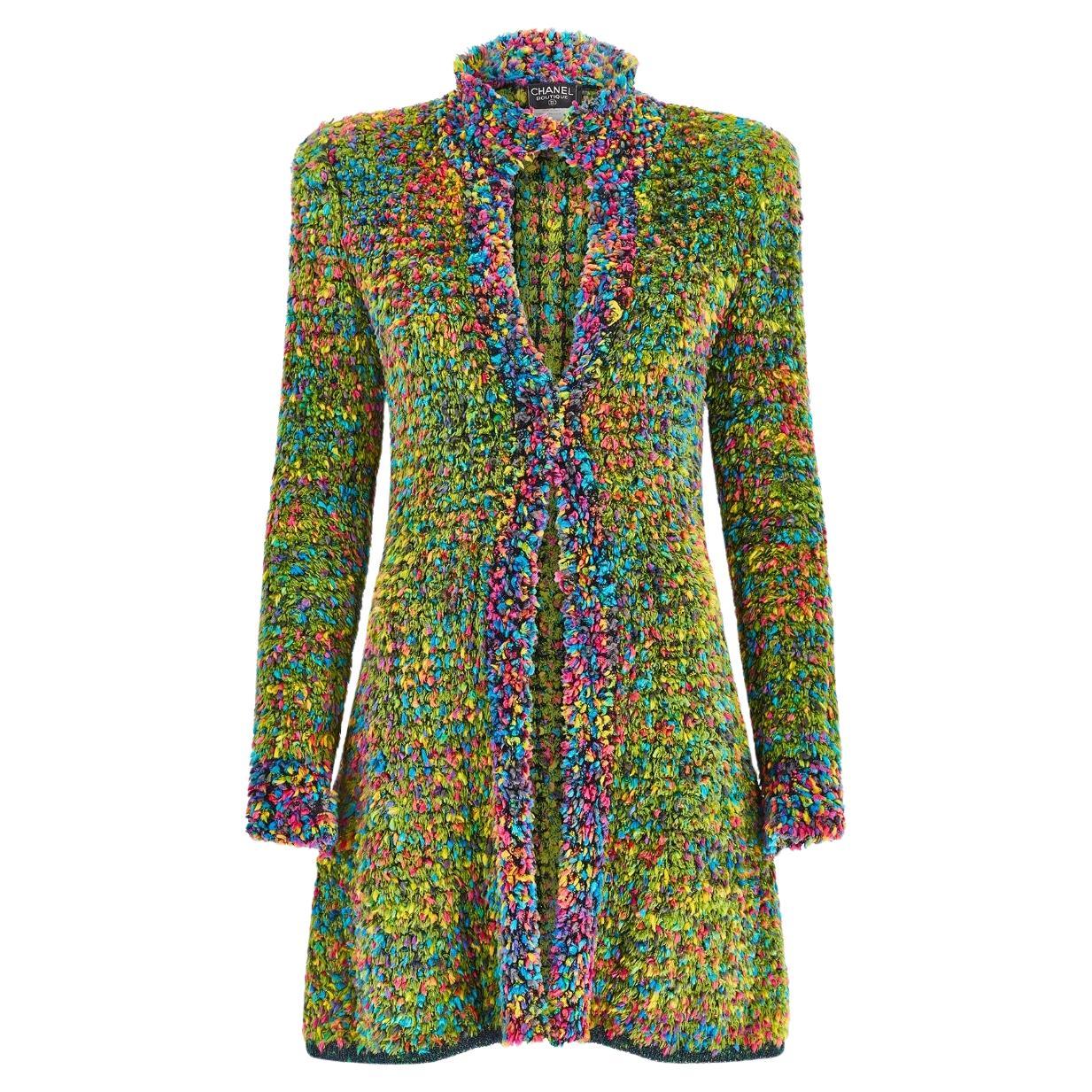 1997 Chanel Runway Documented Fantasy Rainbow Wool Jacket (Veste en laine arc-en-ciel) en vente