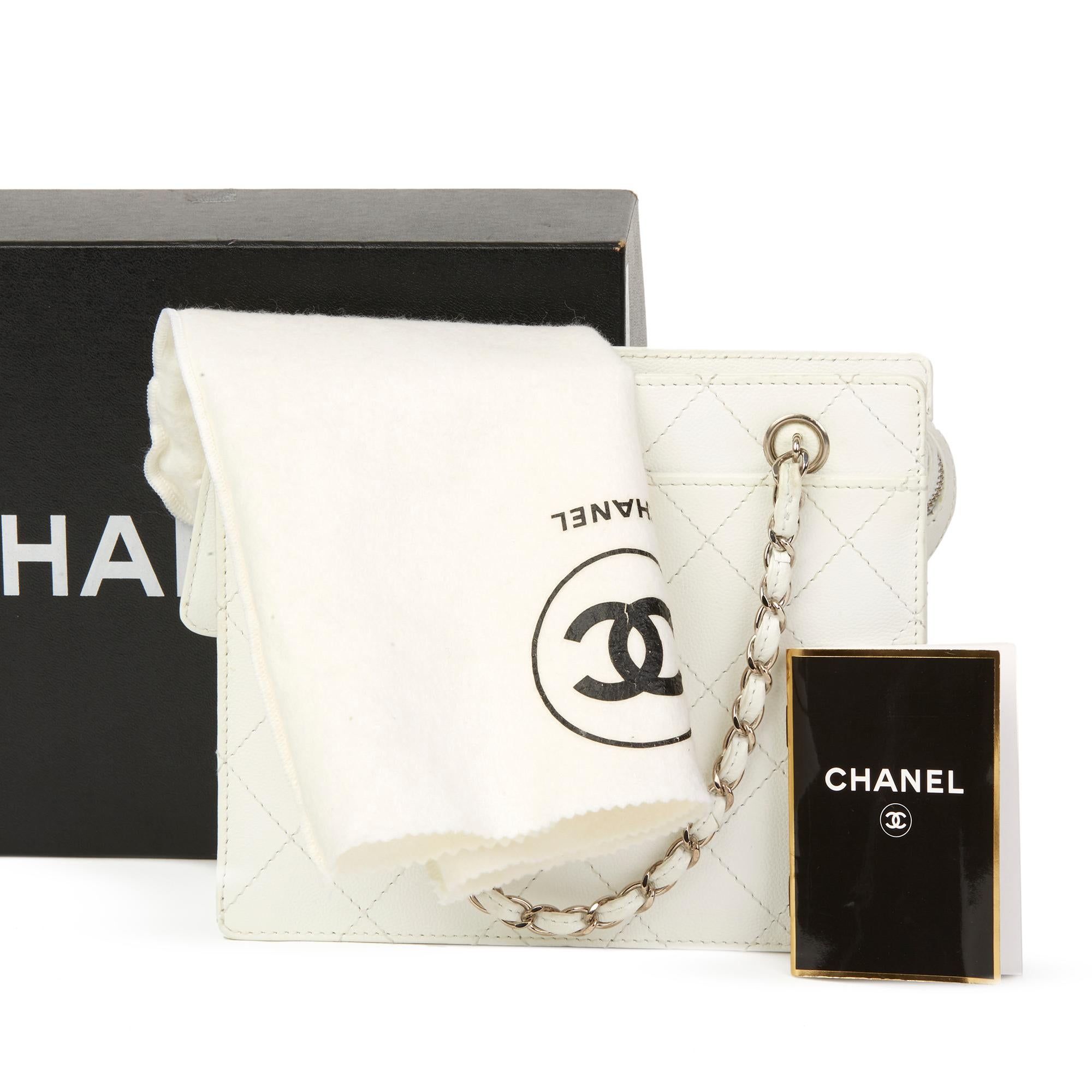 1997 Chanel White Quilted Caviar Leather Vintage Classic Tote 7