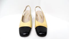 1997 Chanel Yellow Patent Leather Slingback Pumps