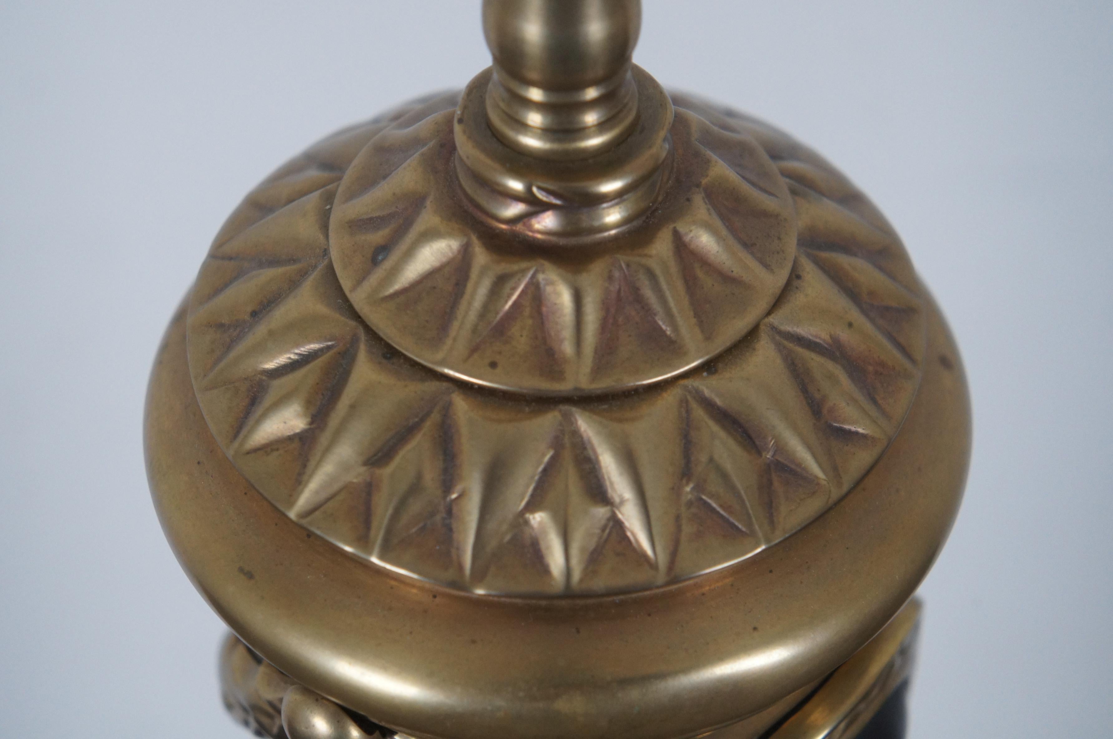 1997 Chapman Neoclassical French Empire Brass Torch Shaped Table Lamp Paw Foot For Sale 2