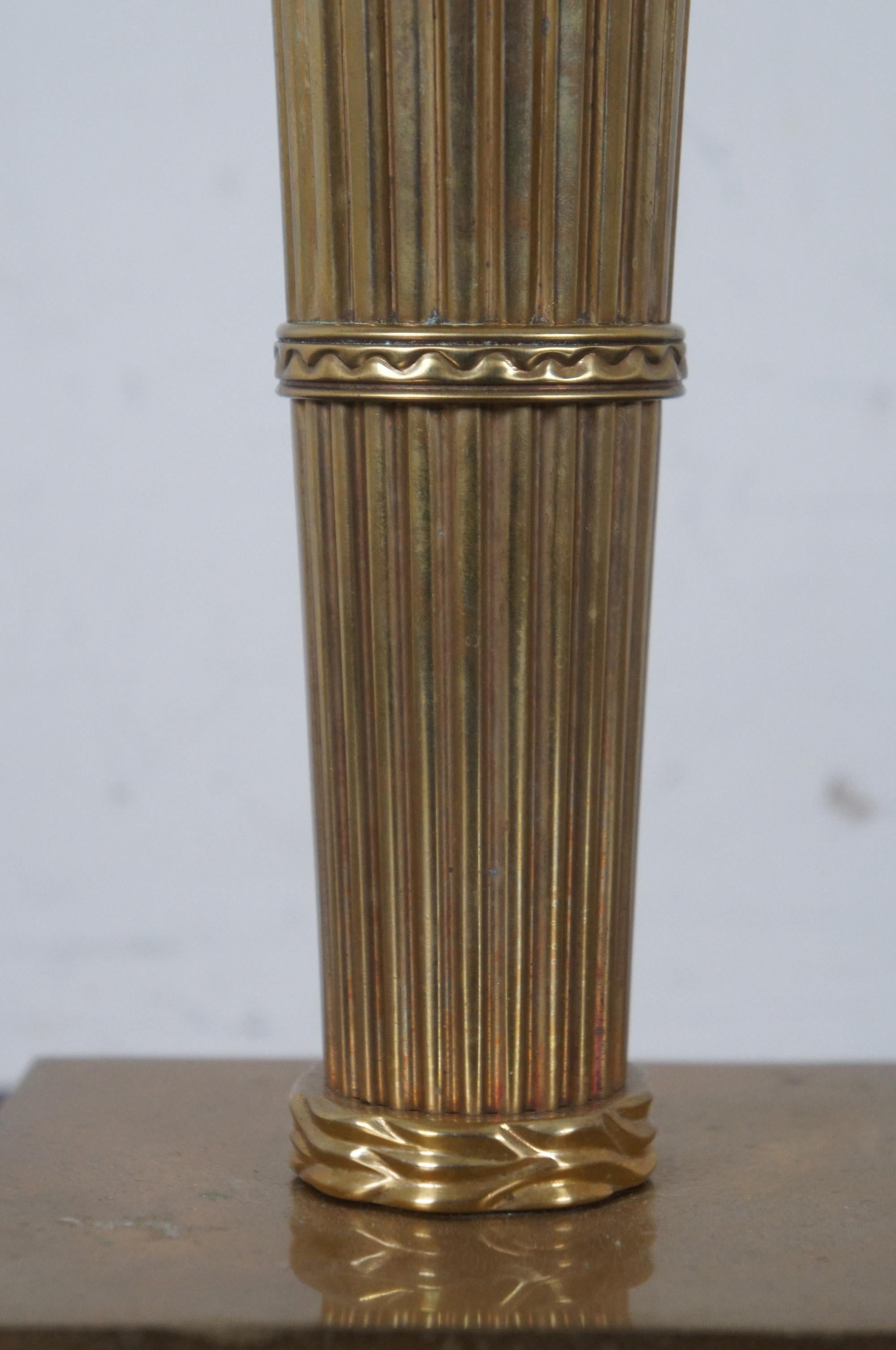 1997 Chapman Neoclassical French Empire Brass Torch Shaped Table Lamp Paw Foot For Sale 4