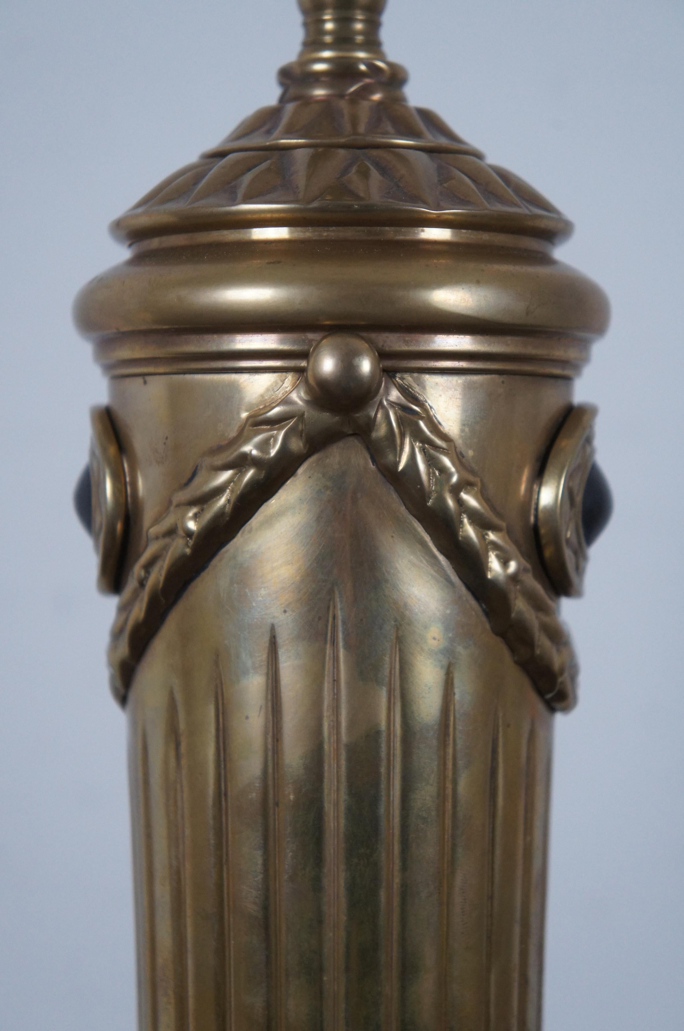 1997 Chapman Neoclassical French Empire Brass Torch Shaped Table Lamp Paw Foot For Sale 5