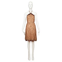 Abito in pizzo CHLOE RUNWAY del 1997 - fodera metallizzata iridescente e rifiniture in vinile tartarugato