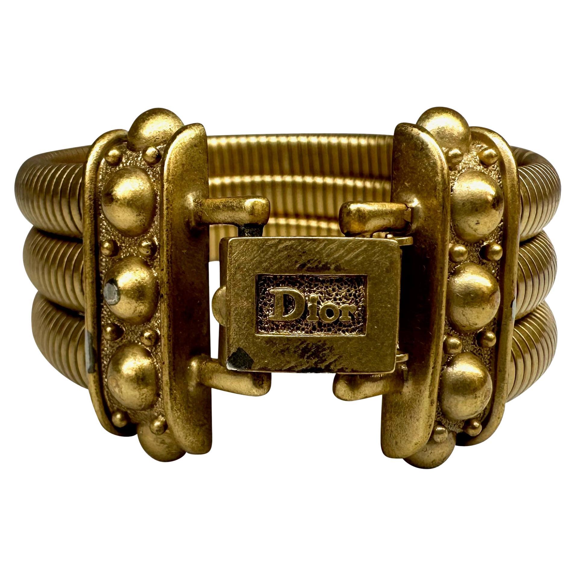 1997 Christian Dior by John Galliano Bronze Coil Bracelet In Good Condition For Sale In West Hollywood, CA