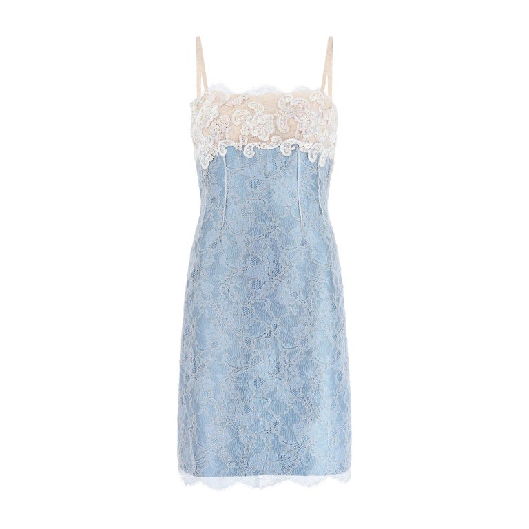 christian lacroix blue and white dress 1997 Christian Lacroix Haute Couture Runway Blue Lace Dress and Jacket For Sale at 1stDibs