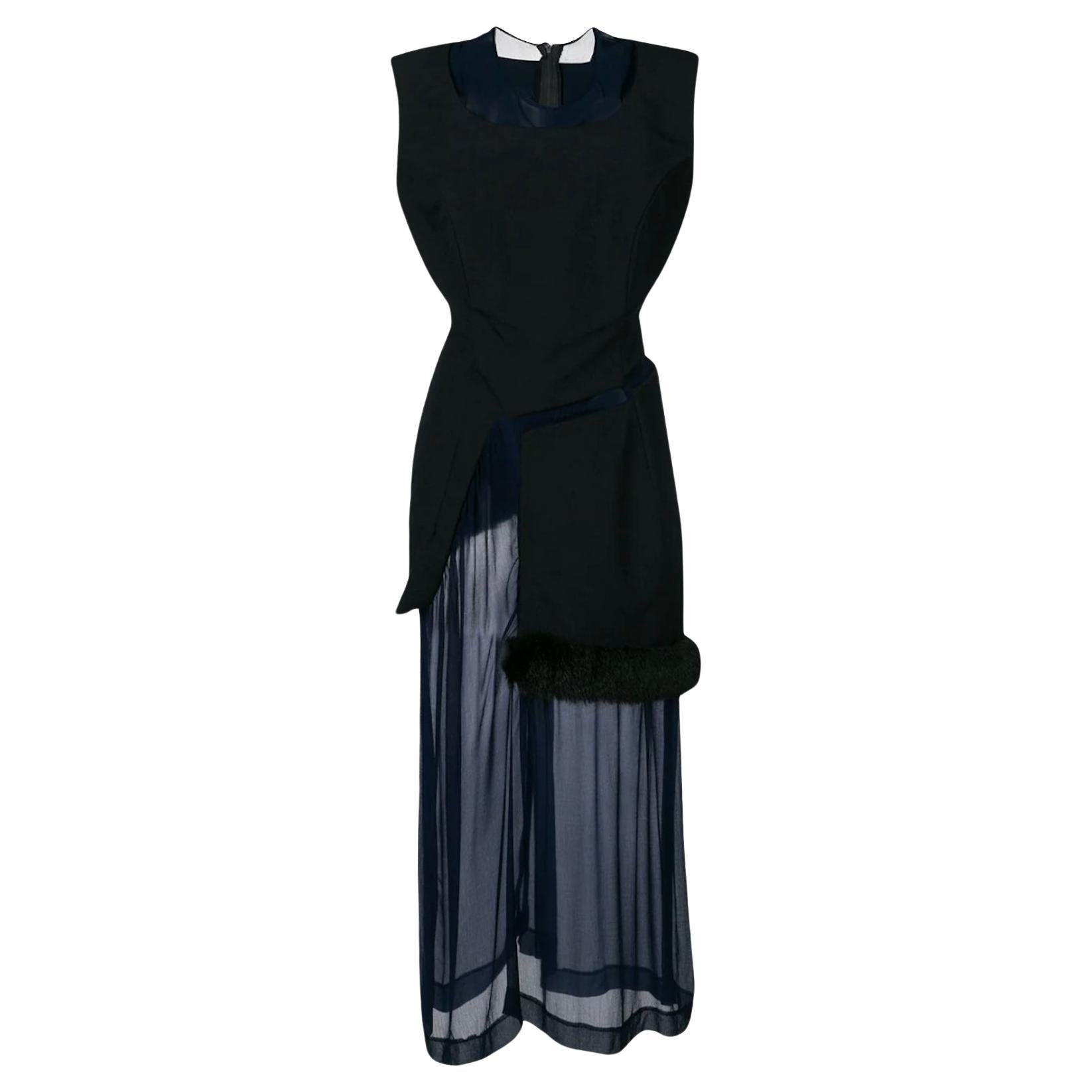 1997 COMME DES GARCONS navy blue panelled layered dress  For Sale
