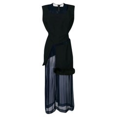 1997 COMME DES GARCONS marineblaues, getäfeltes, geschichtetes Kleid 