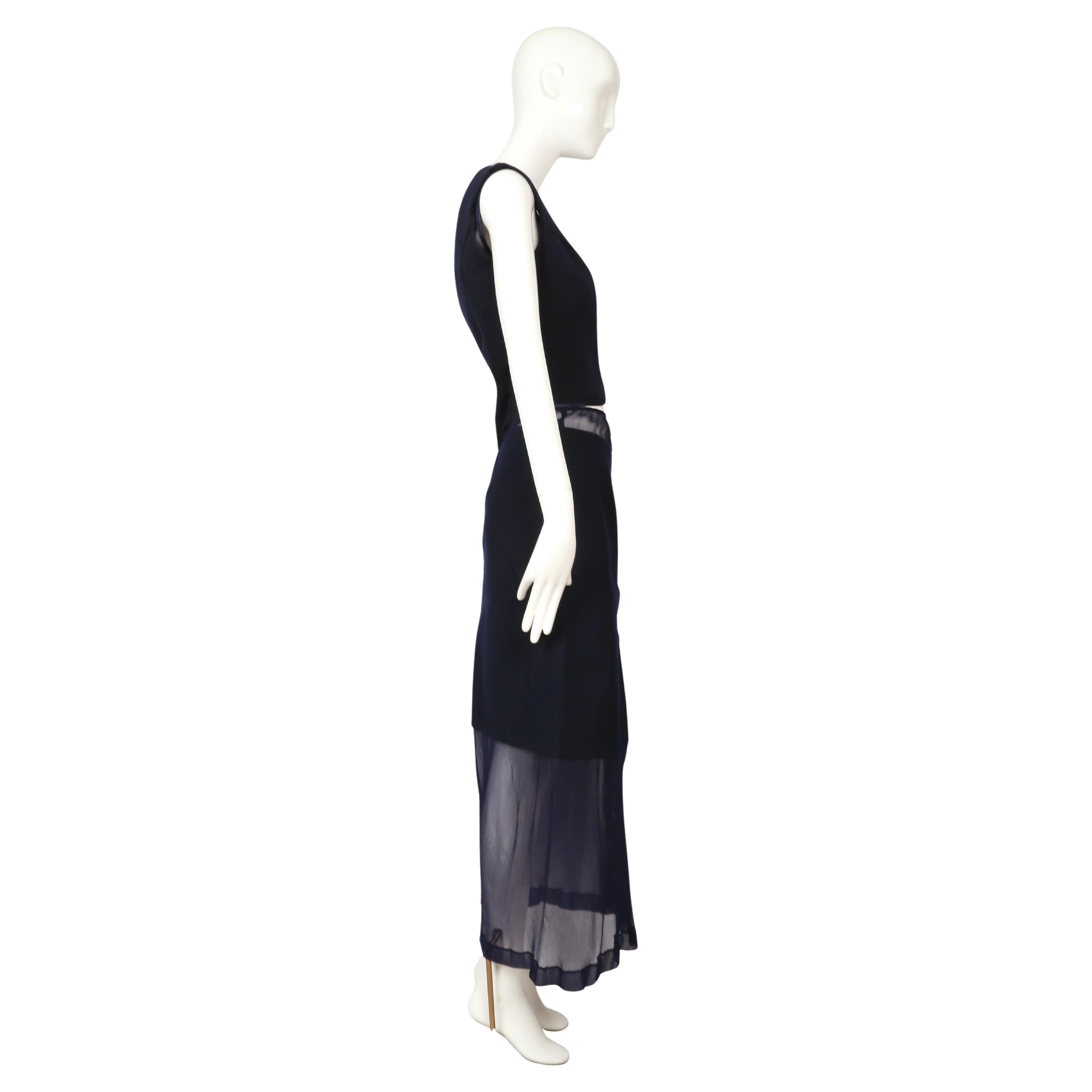 1997 COMME DES GARCONS Ensemble 3 pièces RUNWAY en laine marine avec panneaux transparents en vente 5