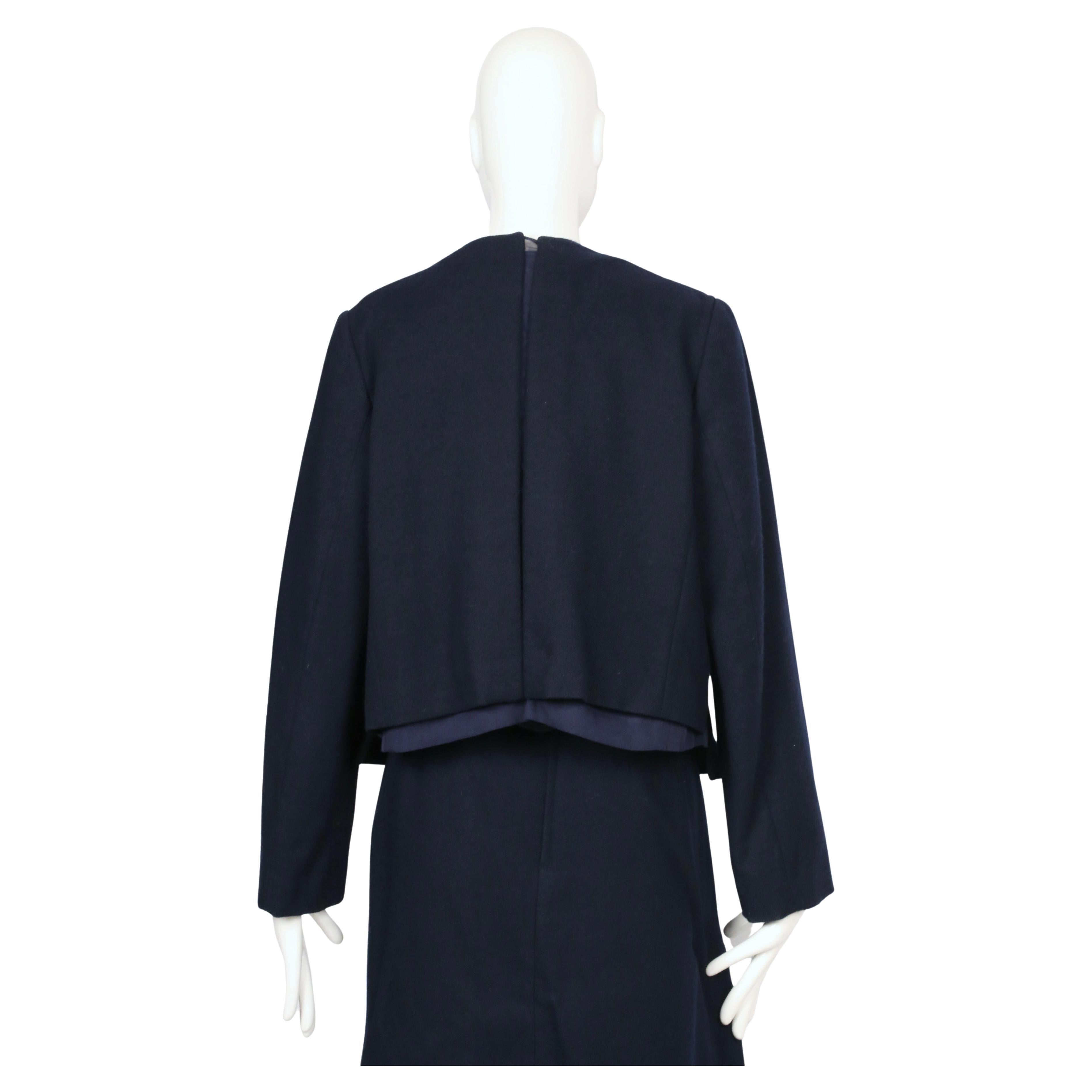 1997 COMME DES GARCONS Ensemble 3 pièces RUNWAY en laine marine avec panneaux transparents en vente 9