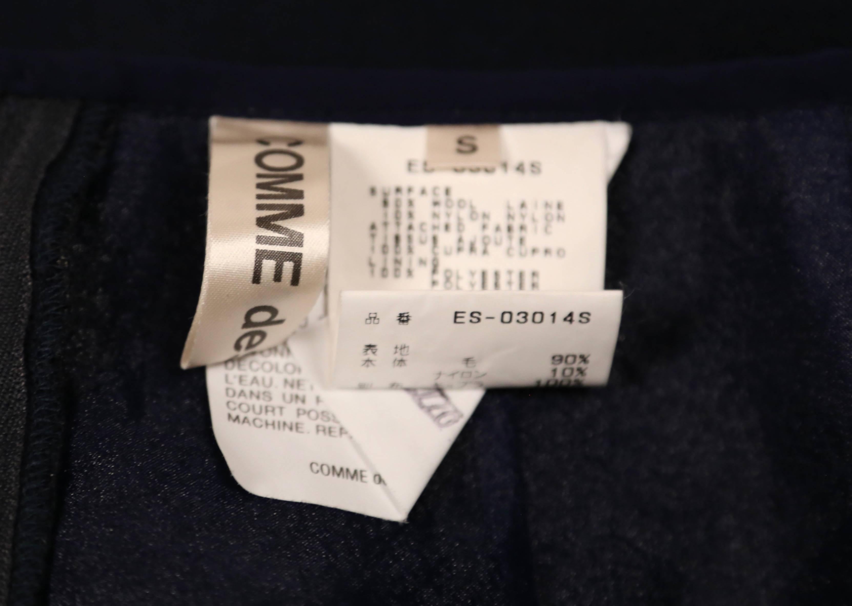 1997 COMME DES GARCONS Ensemble 3 pièces RUNWAY en laine marine avec panneaux transparents en vente 11