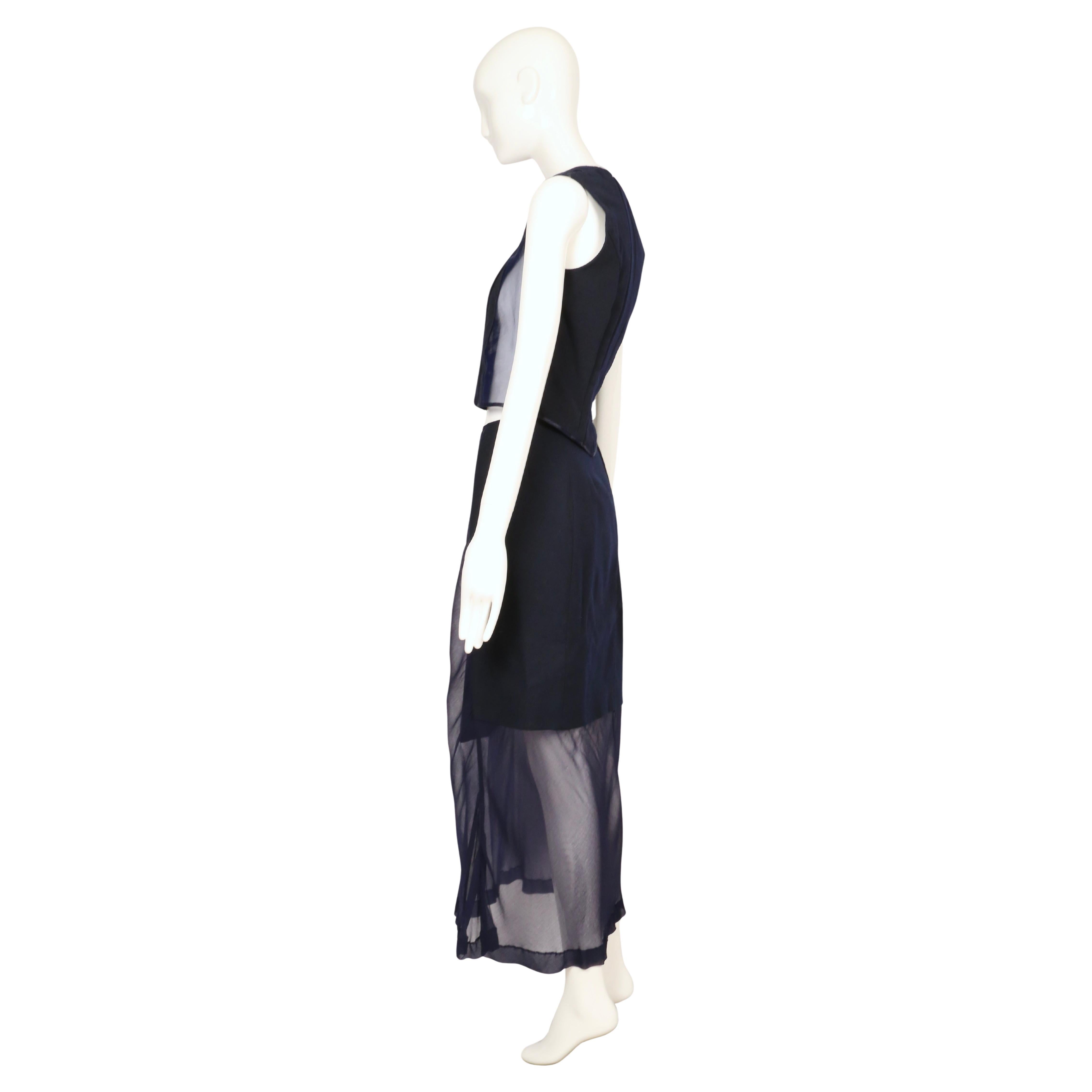 1997 COMME DES GARCONS Ensemble 3 pièces RUNWAY en laine marine avec panneaux transparents en vente 3