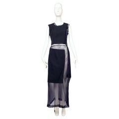 1997 COMME DES GARCONS marineblaues 3-teiliges RUNWAY-Ensemble aus Wolle mit durchsichtigen Einsätzen