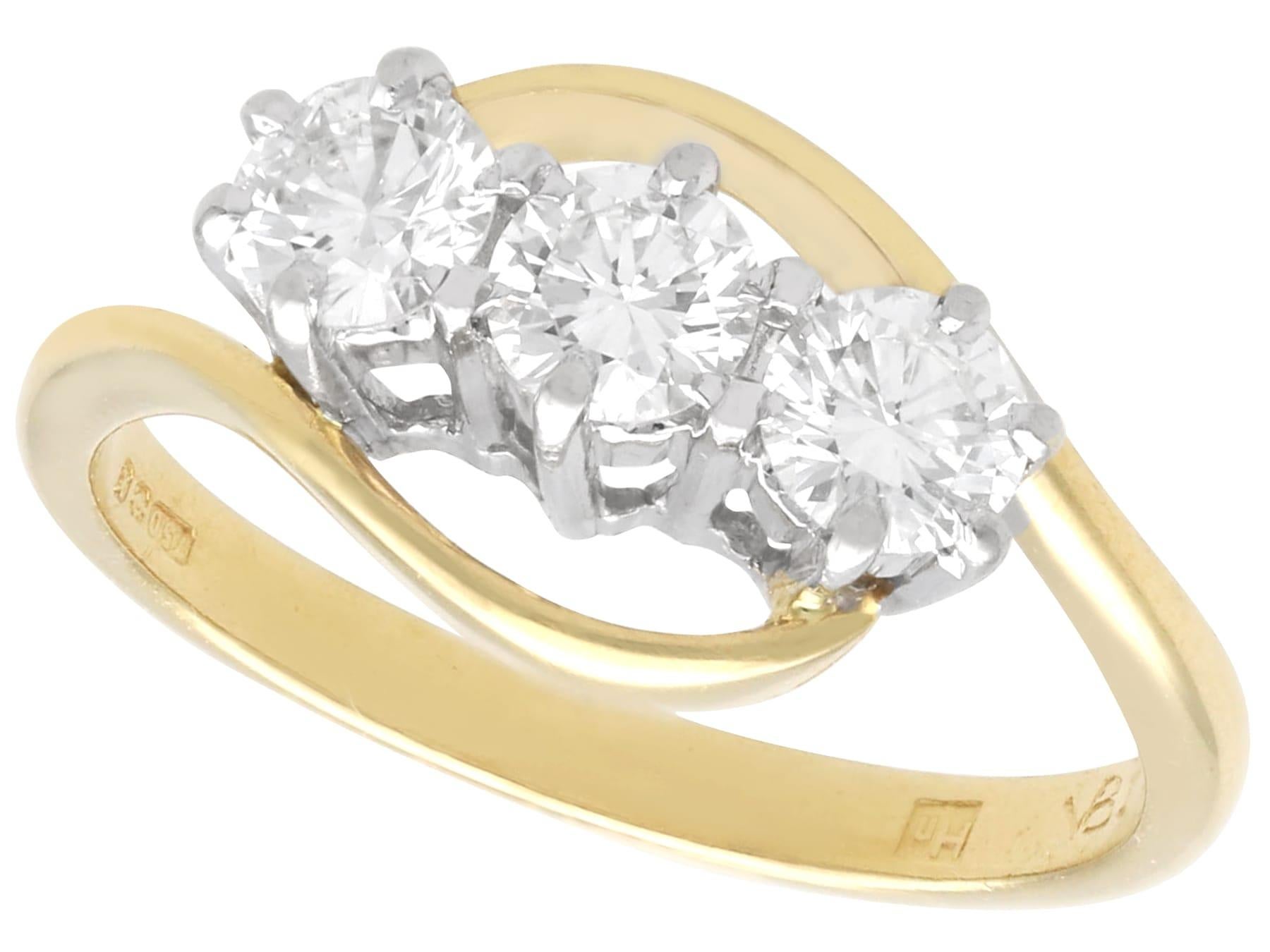 1997 Contemporary Diamant und Gelbgold Trilogie Verlobungsring