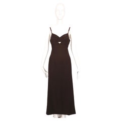 1997 DOLCE & GABBANA espresso brown long dress with bustier bodice