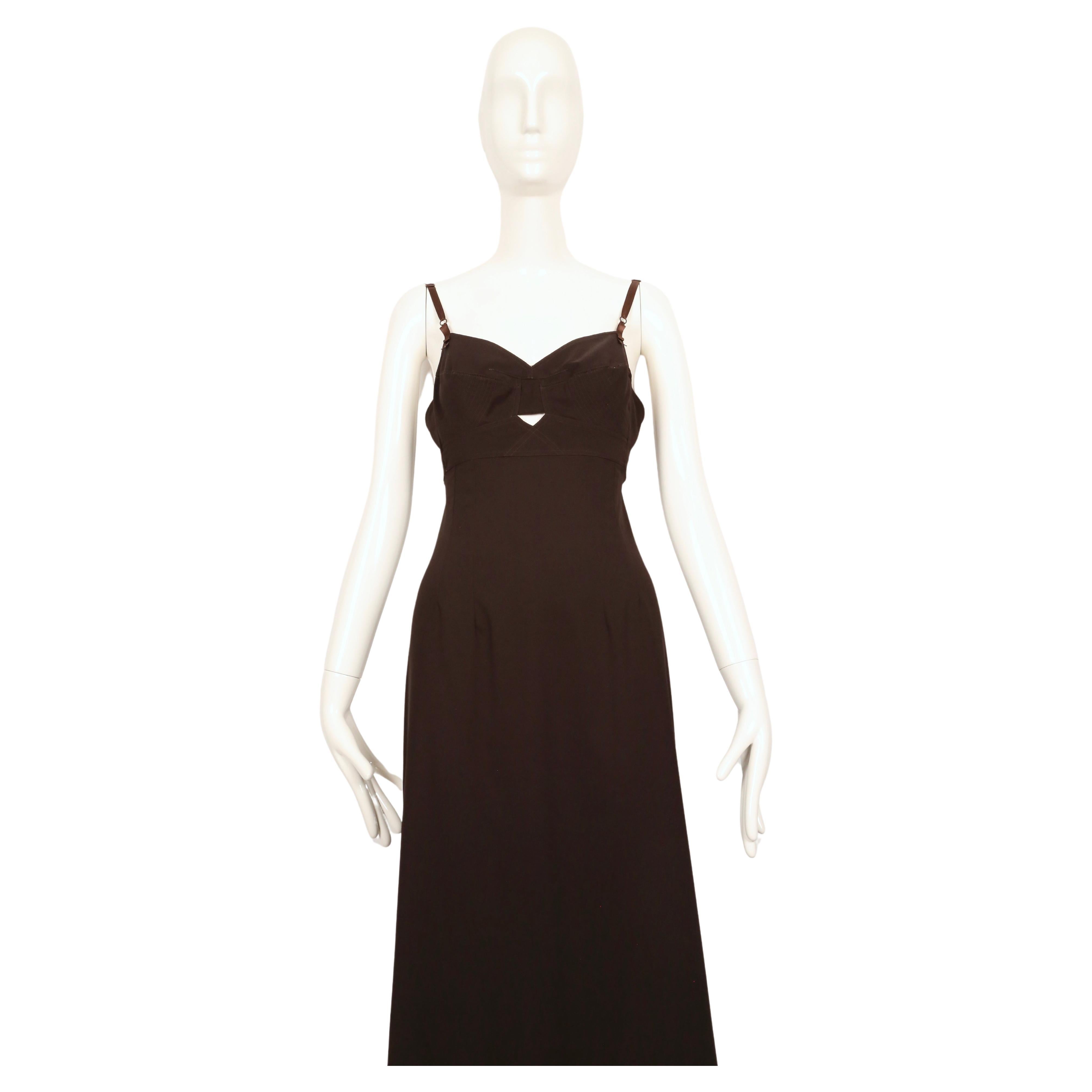 1997 DOLCE & GABBANA espresso brown long dress with bustier bodice In Good Condition For Sale In San Fransisco, CA